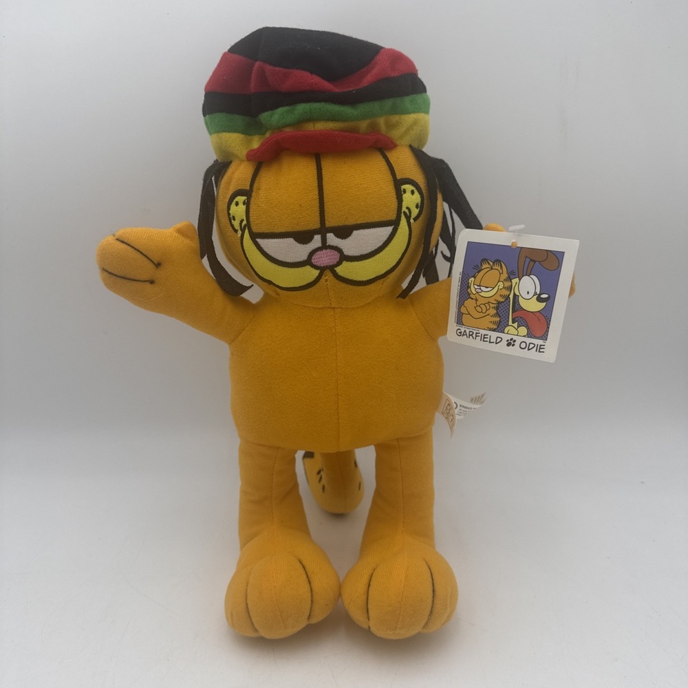 Jamaican Garfield Rasta Plush Stuffed Toy 15" Retired Orange Cat With Tags